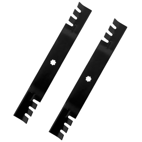 (2PCS) GX22151 Toothed Mulching Lawn Mower Blades - Replace OEM GY20850 AM131033 AM137333 AM141033 - Fits John Deere D100 D110 D125 S100 S130 S240 LA100 LA105 LA120 E120 E130 Z235 - For 42 Inch Deck