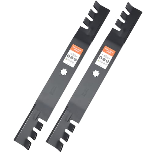 Grasscool GY20850 42 inch Mower Blades for John Deere D130 D110 D100 D125 D105 S100 E100 LA125 LA115 LA105 42'' Deck Lawn Tractor Riding Mower Replace GX22151(Toothed Mulching)