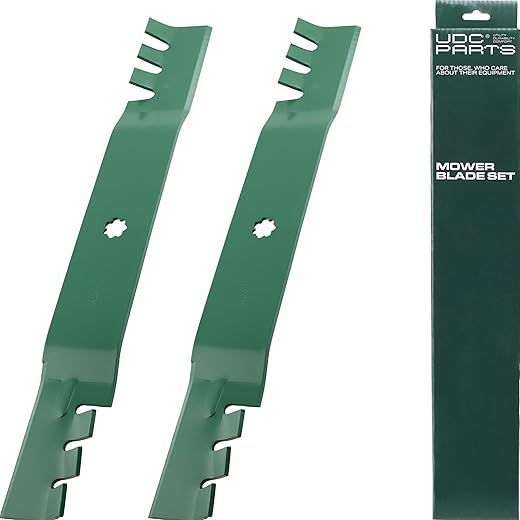 GY20850 Mower Blades for John Deere 42 Inch D105 D130 S100 S110 S240 X300 E100 E110 LA135 Replaces OEM no. AM141033 GX22151 AM131033 AM137333 / Gator Mulching Blades 2 Pack