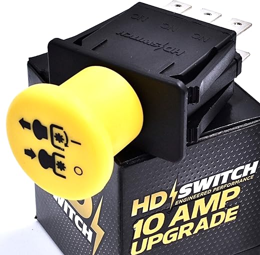 HD Switch - 10 AMP Upgrade - Blade Clutch PTO Switch Replaces John Deere AM131966 L120 L130 - D140 D150 D155 D160 D170 - LA130 LA140 LA145 LA150 LA155 LA165 LA175 STX38 STX46 S240 GY20878 Clutch